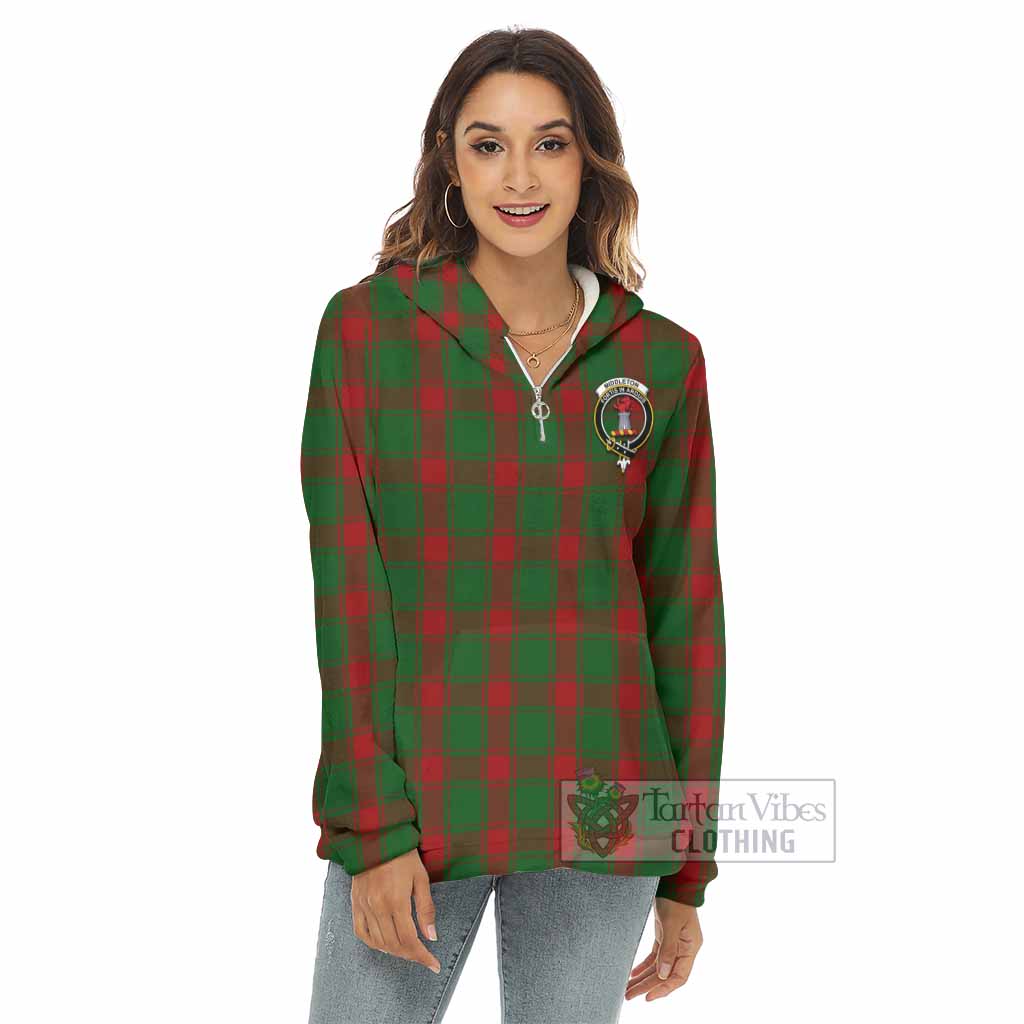Middleton Tartan Women's Borg Fleece Hoodie with Half Zip with Family Crest - Tartan Vibes Clothing