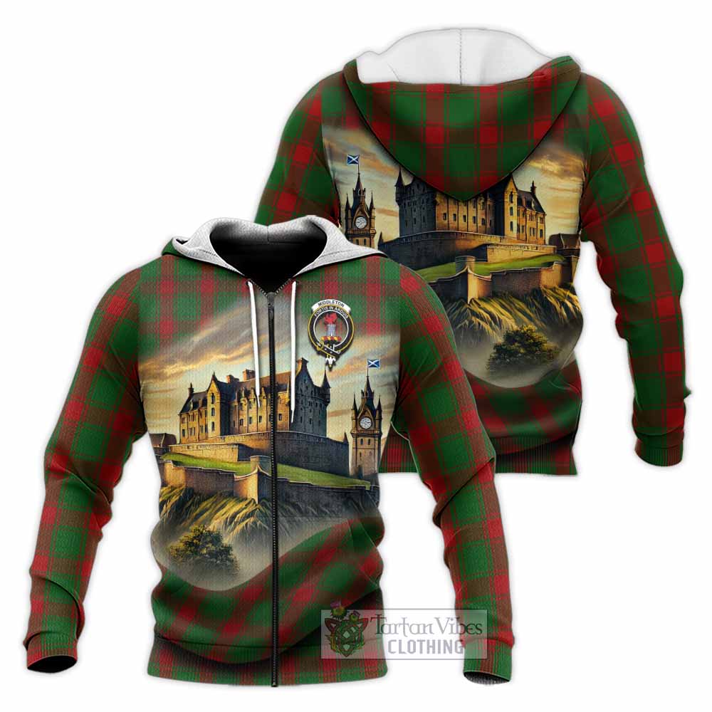 Middleton Tartan Family Crest Knitted Hoodie with Scottish Ancient Castle Style Unisex Knitted Zip Hoodie - Tartan Vibes Clothing