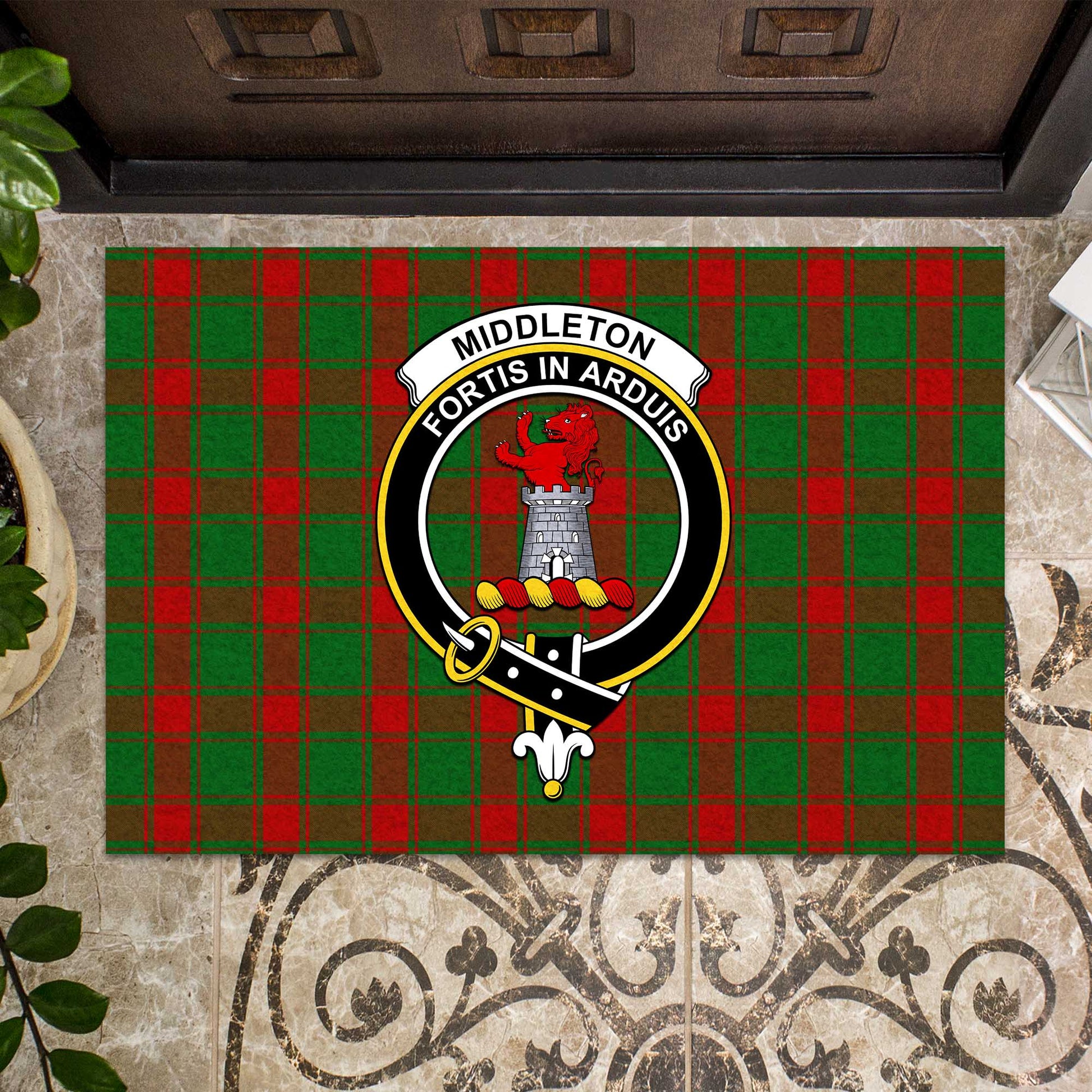 Middleton Tartan Rubber Doormat with Family Crest - Tartan Vibes Clothing