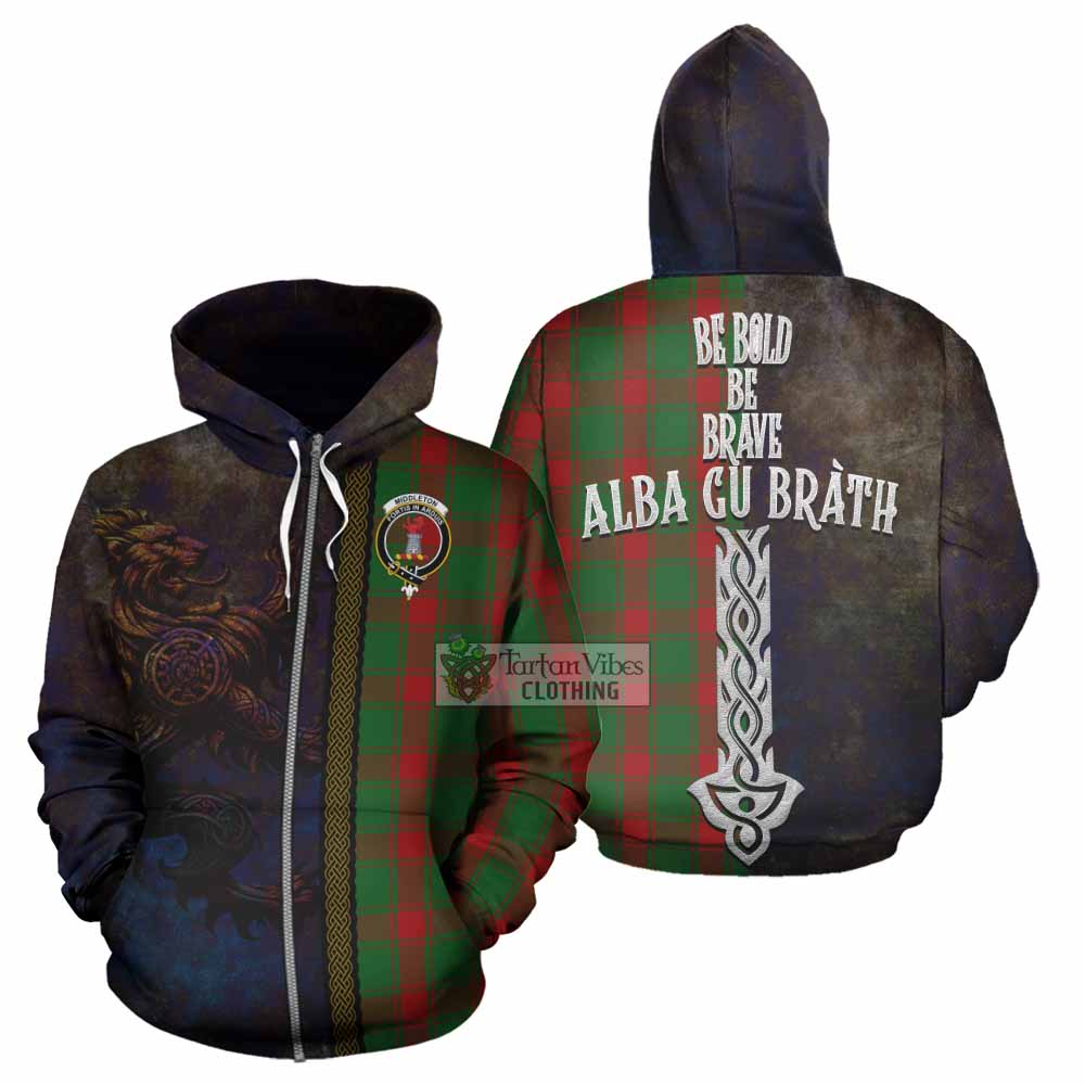 Middleton Tartan Family Crest Hoodie Alba Gu Brath Be Brave Lion Ancient Style Zip Hoodie - Tartan Vibes Clothing