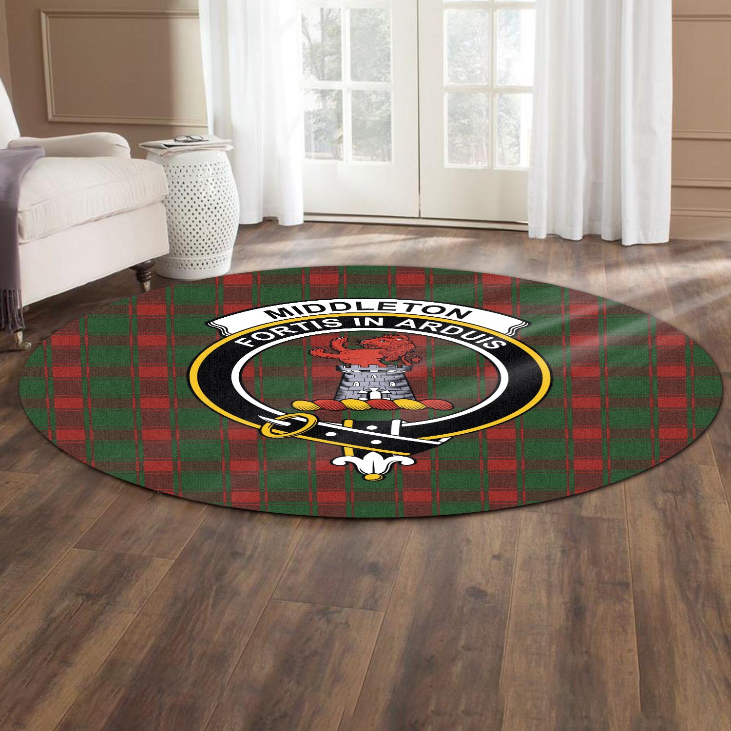 Middleton Tartan Round Rug with Family Crest - Tartan Vibes Clothing