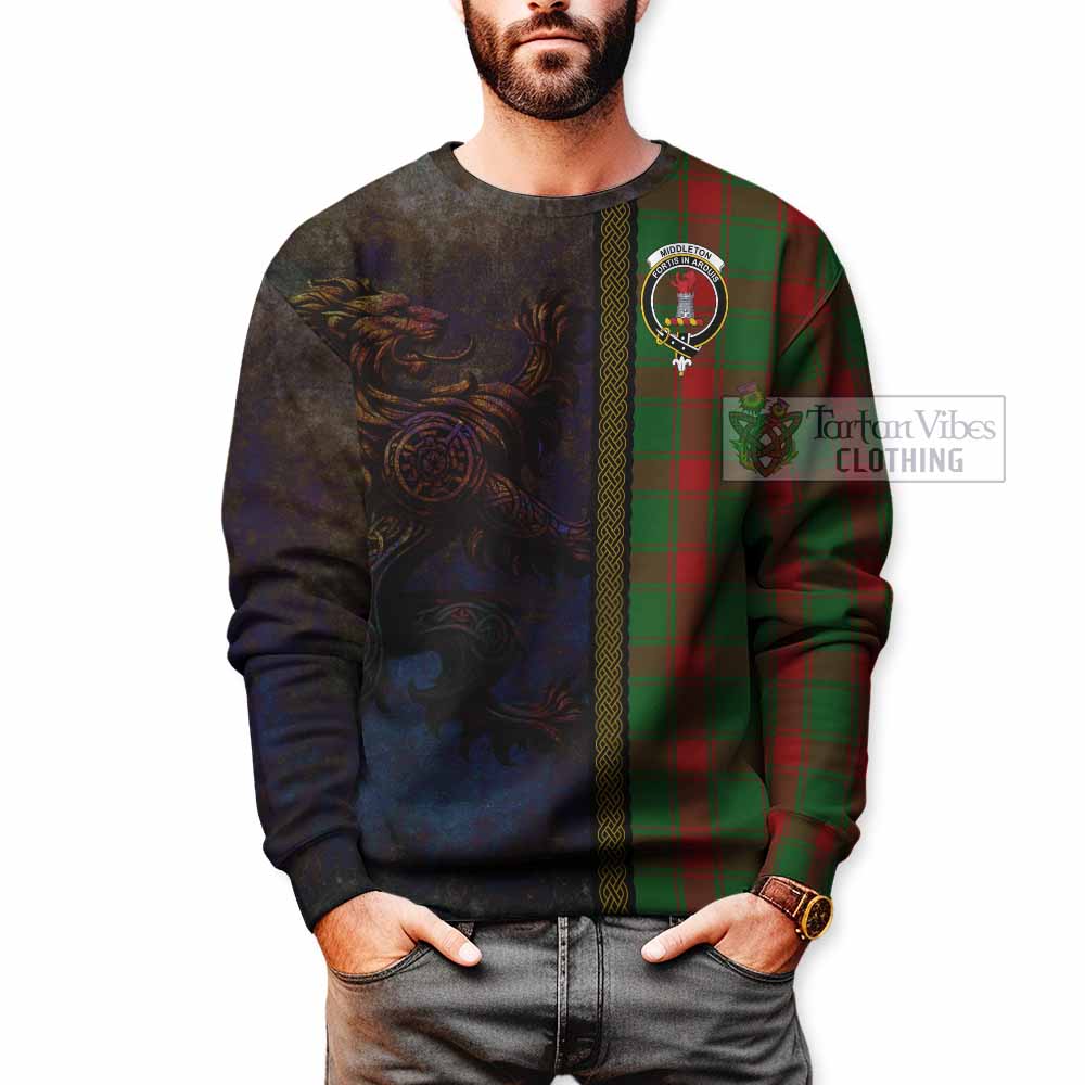 Middleton Tartan Family Crest Sweatshirt Alba Gu Brath Be Brave Lion Ancient Style - Tartan Vibes Clothing