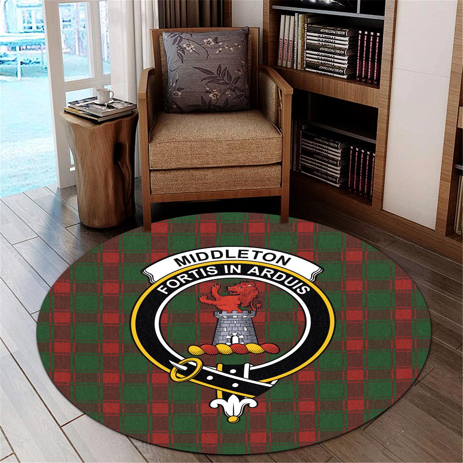 Middleton Tartan Round Rug with Family Crest - Tartan Vibes Clothing
