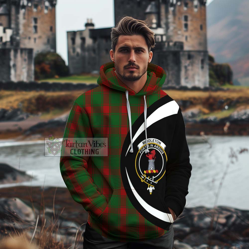 Middleton Tartan Cotton Hoodie with Family Crest Circle Style - Tartan Vibes Clothing