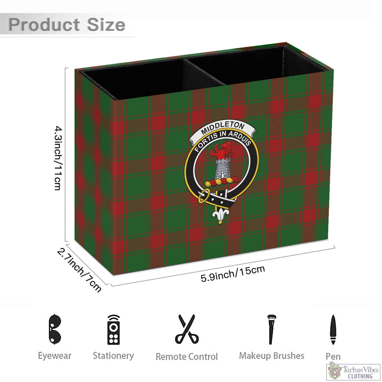 Middleton Tartan Pen Holder with Family Crest - Tartan Vibes Clothing