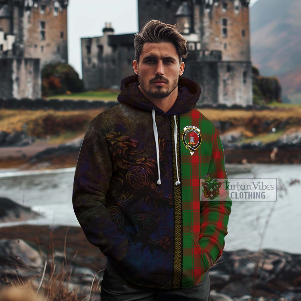 Tartan Vibes Clothing Middleton Tartan Family Crest Cotton Hoodie Alba Gu Brath Be Brave Lion Ancient Style