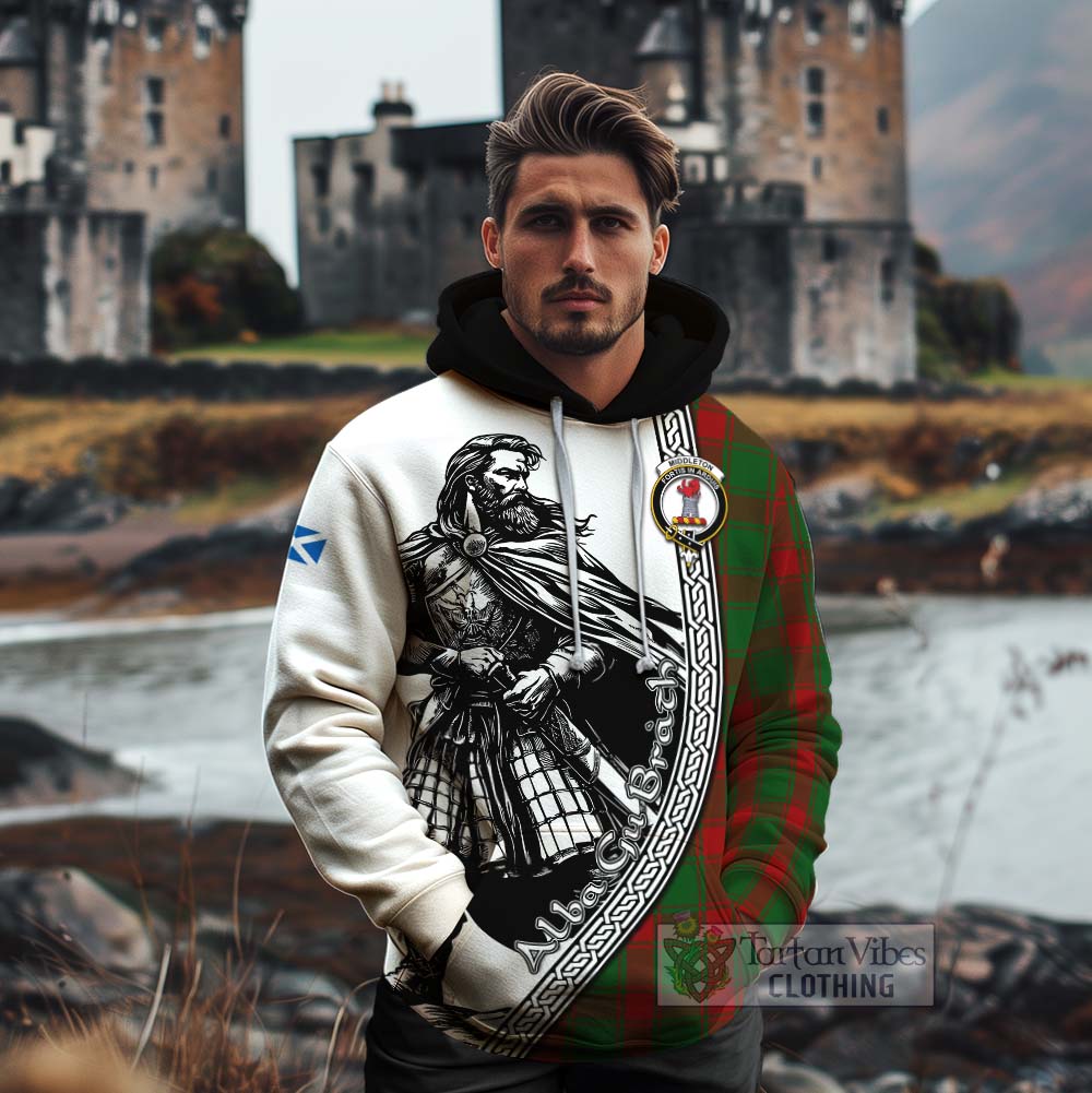 Middleton Tartan Clan Crest Cotton Hoodie with Highlander Warrior Celtic Style - Tartan Vibes Clothing