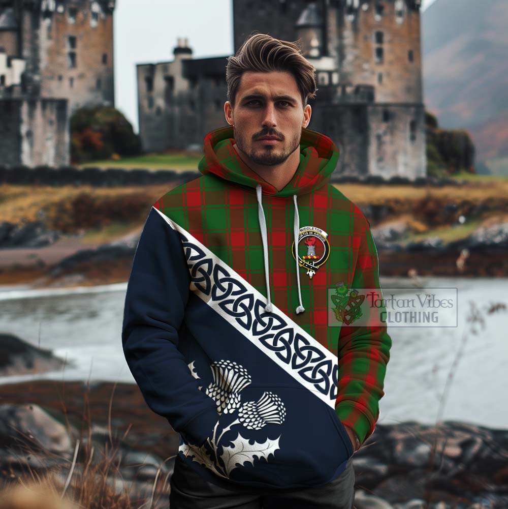 Middleton Tartan Cotton Hoodie Featuring Thistle and Scotland Map - Tartan Vibes Clothing