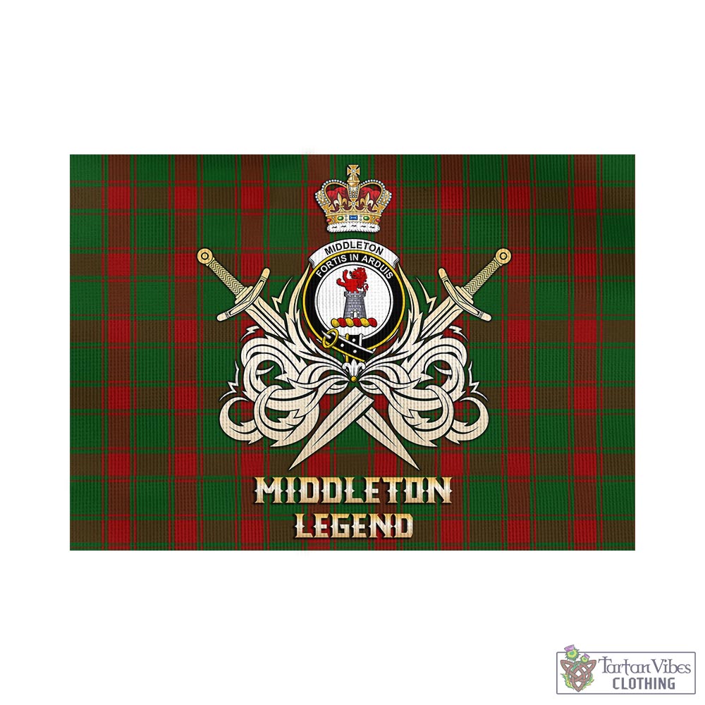 Tartan Vibes Clothing Middleton Tartan Flag with Clan Crest and the Golden Sword of Courageous Legacy