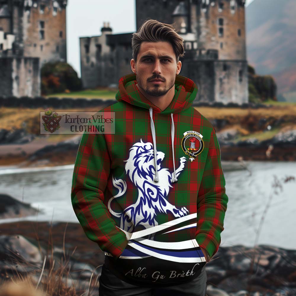 Middleton Tartan Cotton Hoodie with Alba Gu Brath Regal Lion Emblem - Tartan Vibes Clothing