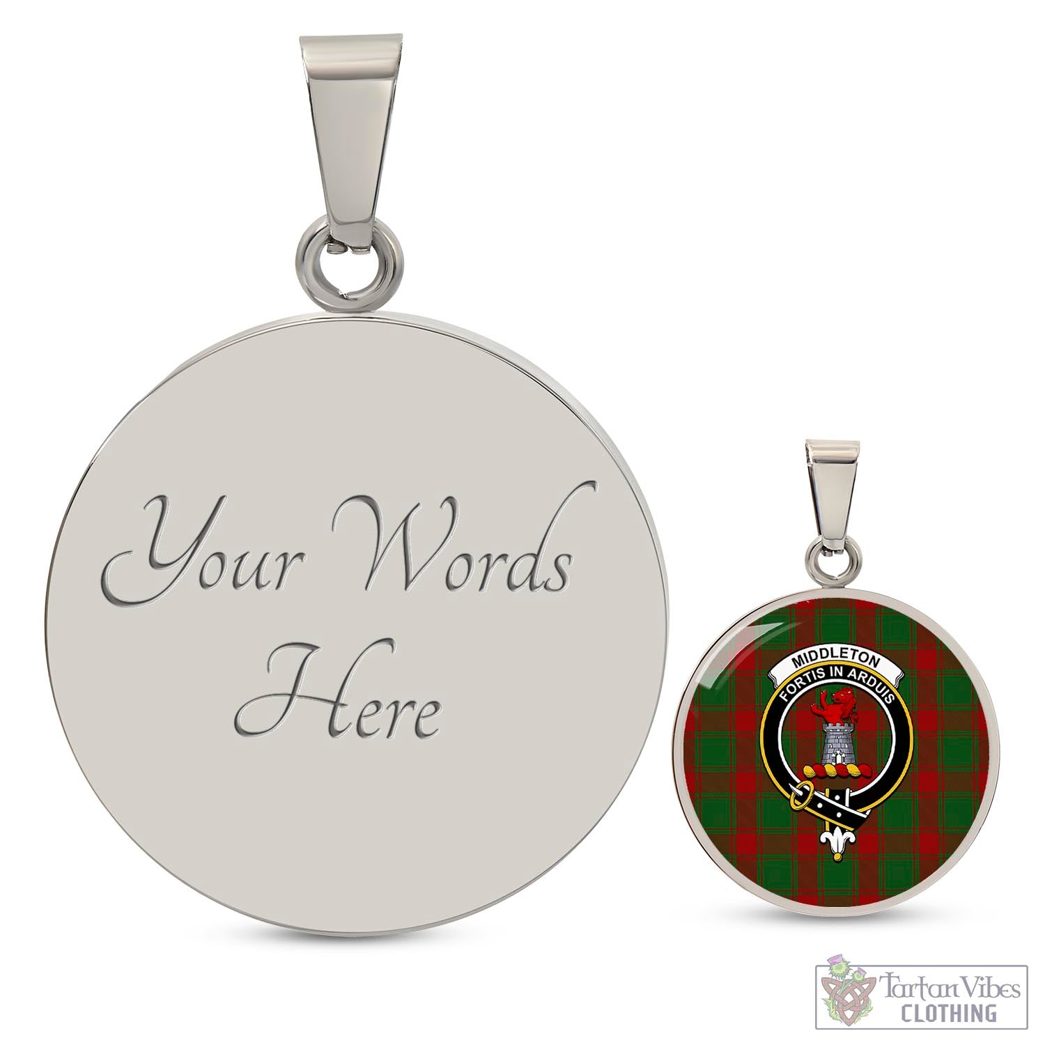 Middleton Tartan Circle Necklace with Family Crest Luxury Necklace (Silver) Yes - Tartan Vibes Clothing