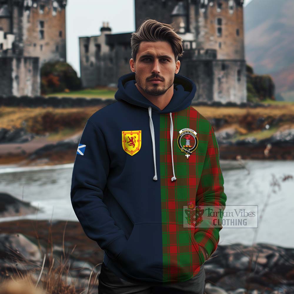 Middleton Tartan Cotton Hoodie Alba with Scottish Lion Royal Arm Half Style - Tartan Vibes Clothing
