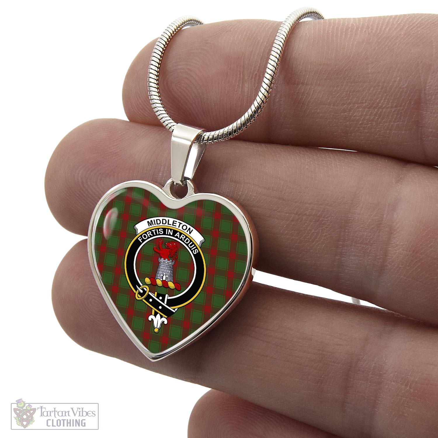 Middleton Tartan Heart Necklace with Family Crest - Tartan Vibes Clothing