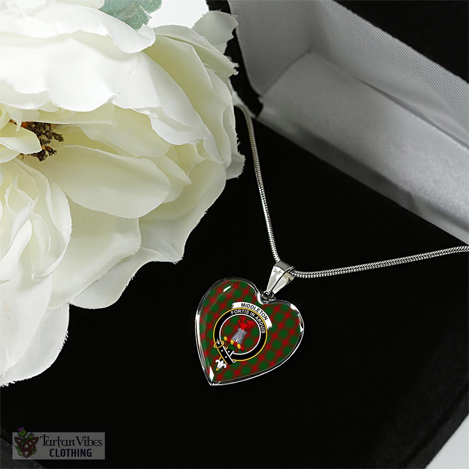Middleton Tartan Heart Necklace with Family Crest - Tartan Vibes Clothing