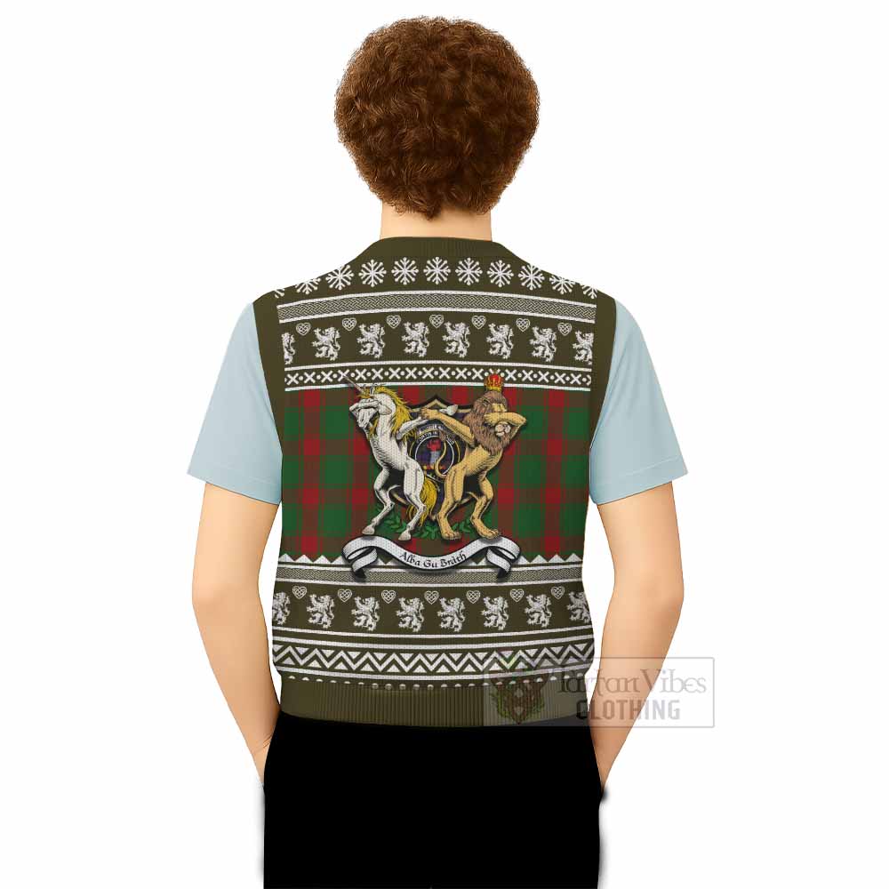 Middleton Clan Tartan Crest Christmas Knitted V-Neck Vest Coat of Arms Funny Style - Tartan Vibes Clothing