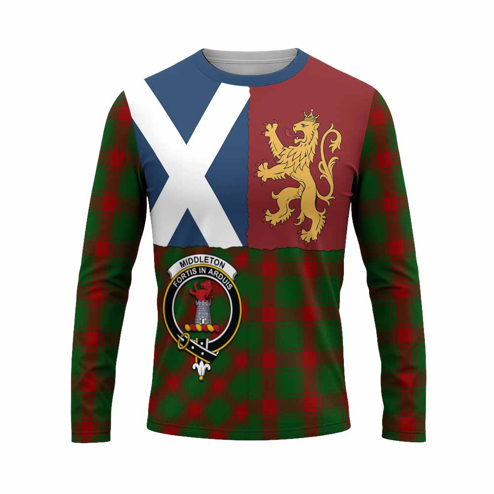 Middleton Crest Tartan Long Sleeve T-Shirt with Lion Rampant Saltire Style