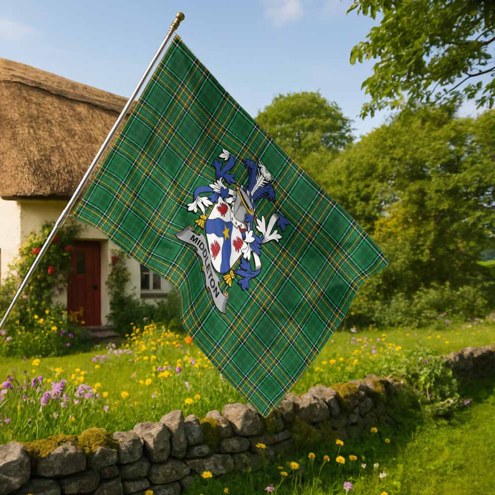 Tartan Vibes Clothing Middleton Irish Clan Tartan House Flag with Coat of Arms