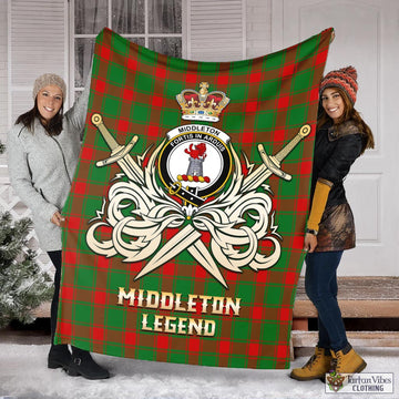 Middleton Modern Tartan Blanket with Clan Crest and the Golden Sword of Courageous Legacy