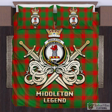 Middleton Modern Tartan Bedding Set with Clan Crest and the Golden Sword of Courageous Legacy