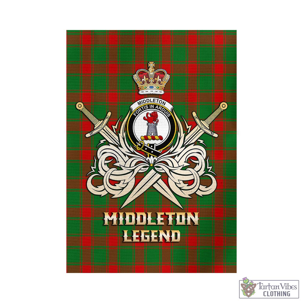 Tartan Vibes Clothing Middleton Modern Tartan Flag with Clan Crest and the Golden Sword of Courageous Legacy