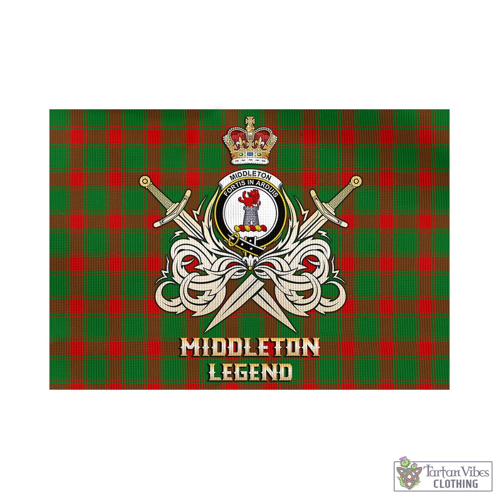 Tartan Vibes Clothing Middleton Modern Tartan Flag with Clan Crest and the Golden Sword of Courageous Legacy