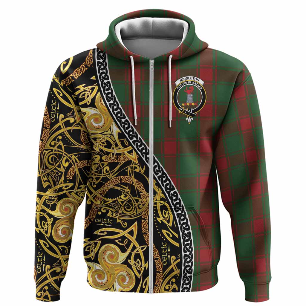 Middleton Tartan Crest Hoodie Celtic Knot and Triple Trickle Spiral Symbols