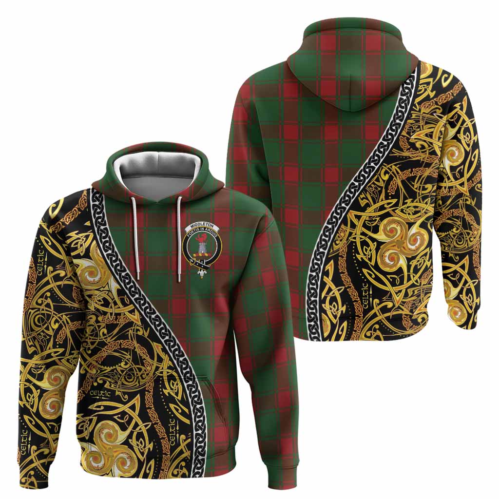 Middleton Tartan Crest Hoodie Celtic Knot and Triple Trickle Spiral Symbols
