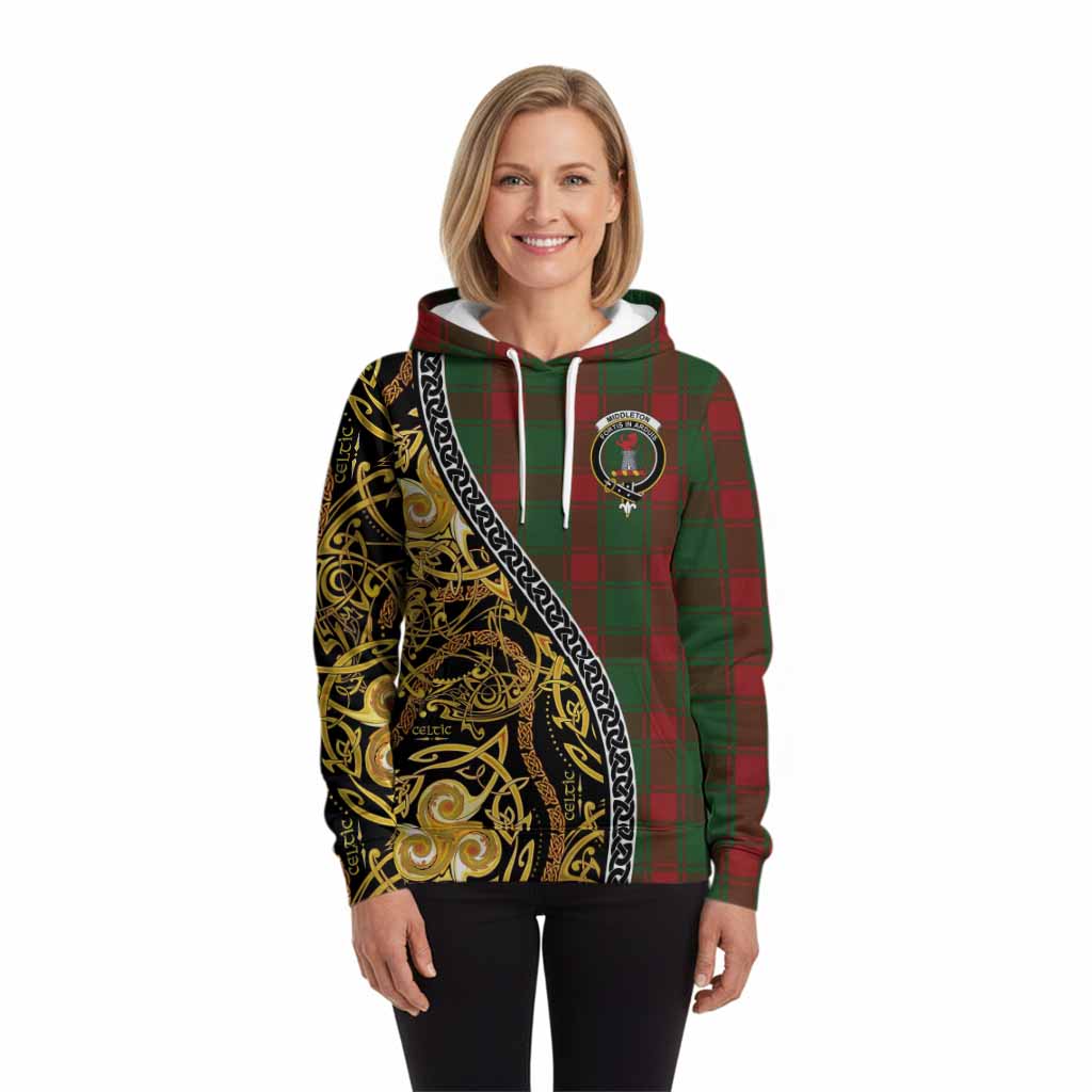 Middleton Tartan Crest Hoodie Celtic Knot and Triple Trickle Spiral Symbols