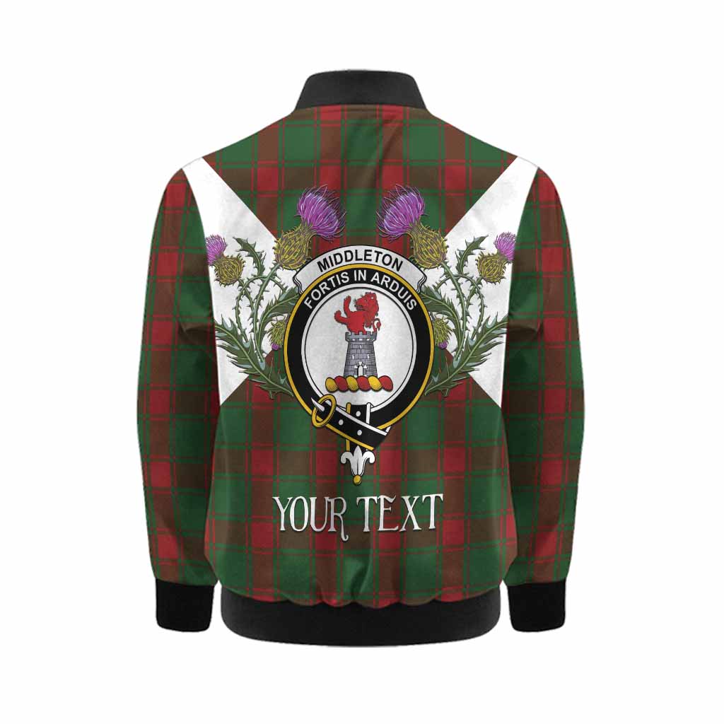 Middleton Tartan Family Crest Kid Bomber Jacket Scottish Burns Night Thistle Floral