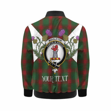 Middleton Tartan Family Crest Kid Bomber Jacket Scottish Burns Night Thistle Floral