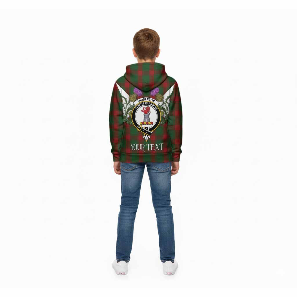 Middleton Tartan Family Crest Kid Hoodie Scottish Burns Night Thistle Floral