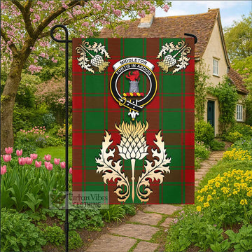 Middleton Tartan Garden Flag with Golden Regal Scottish Thistle Emblem