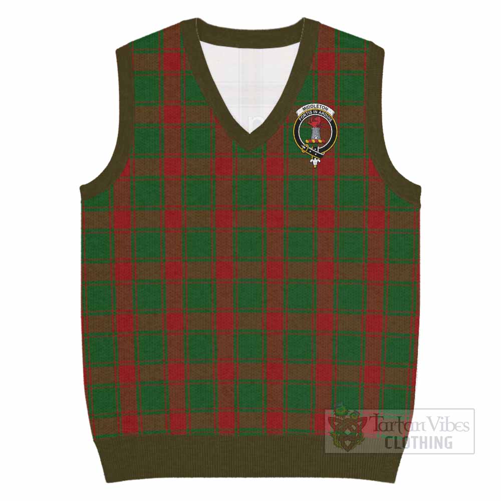 Middleton Tartan Knitted V-Neck Vest with Family Crest - Tartan Vibes Clothing