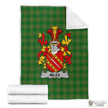 Tartan Vibes Clothing Miles Irish Clan Tartan Blanket with Coat of Arms