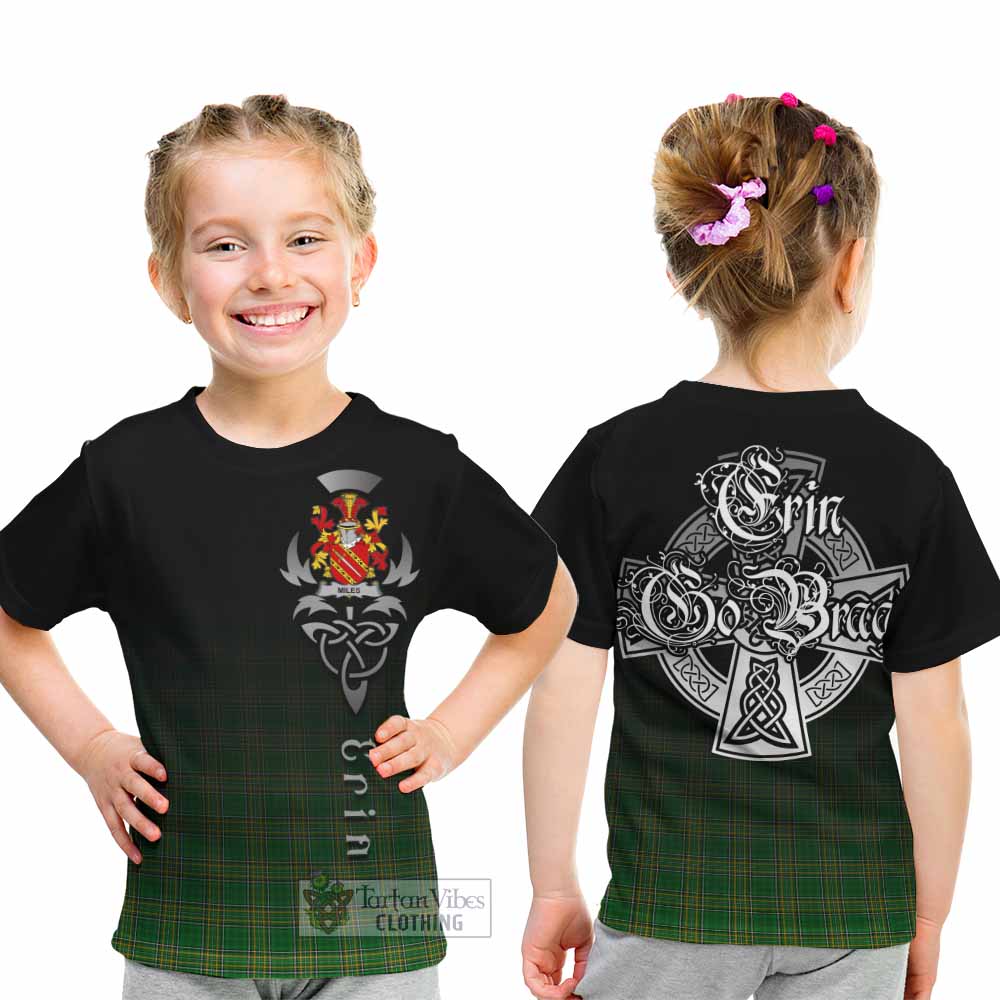Tartan Vibes Clothing Miles Irish Clan Kid T-Shirt with Coat of Arms Erin Go Bragh Celtic Inspired
