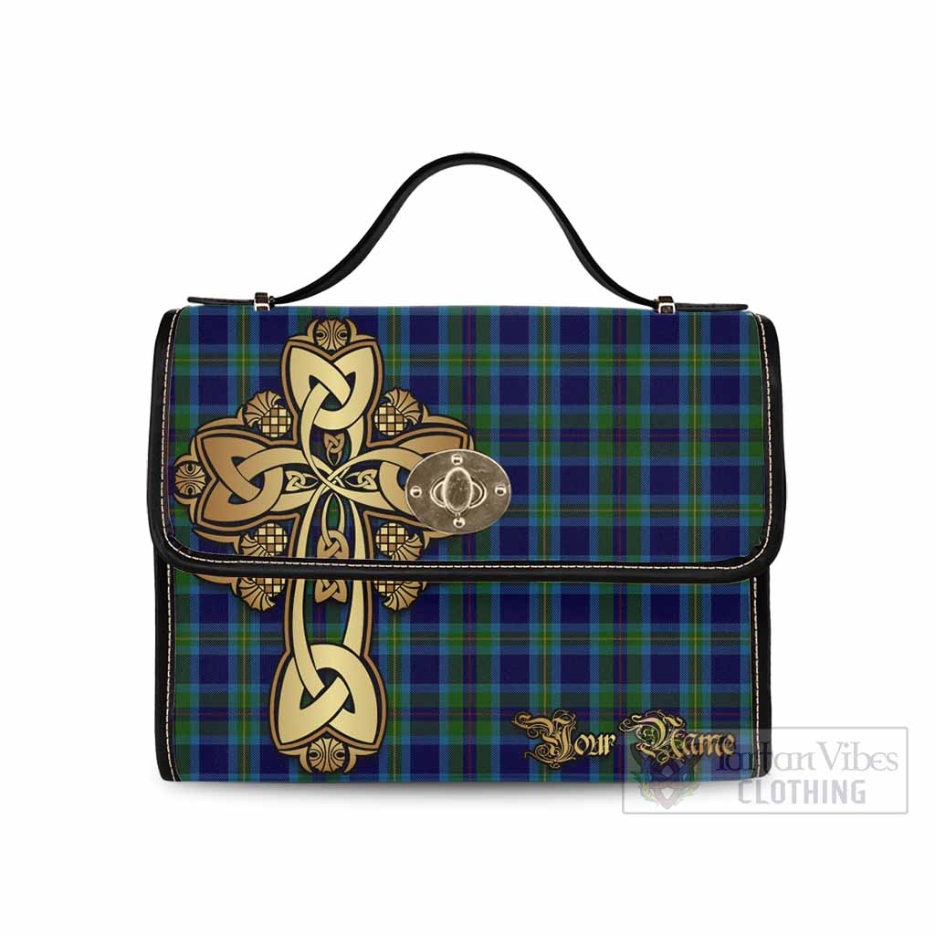 Tartan Vibes Clothing Miller Tartan Waterproof Canvas Bag Golden Thistle Celtic Cross Style