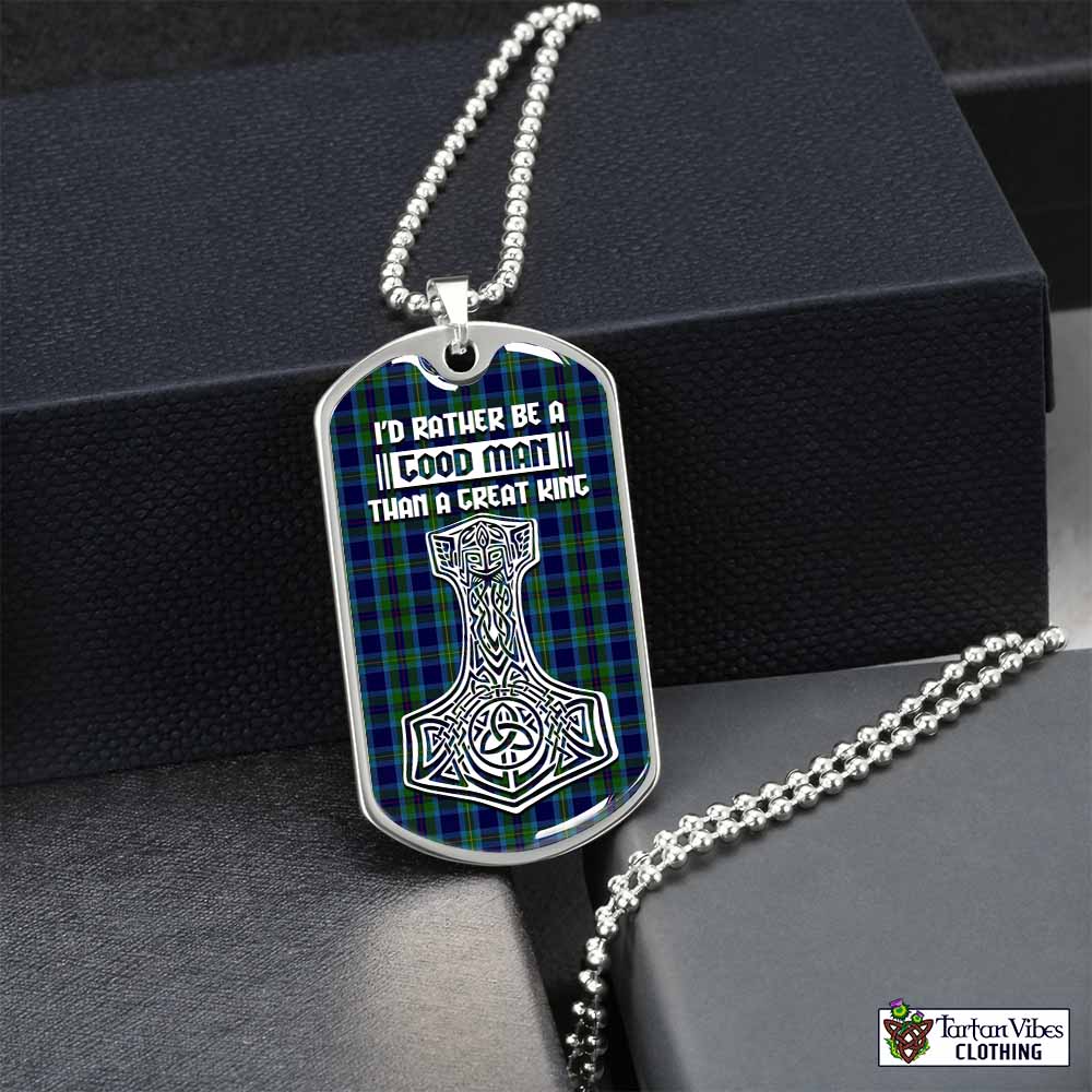 Miller Tartan Dog Tag Necklace Viking Mjolnir Style Silver No - Tartan Vibes Clothing