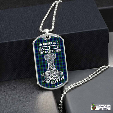Tartan Vibes Clothing Miller Tartan Dog Tag Necklace Viking Mjolnir Style