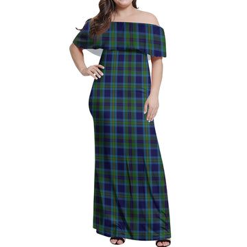 Miller Tartan Off Shoulder Long Dress Women's Dress - Tartan Vibes Clothing