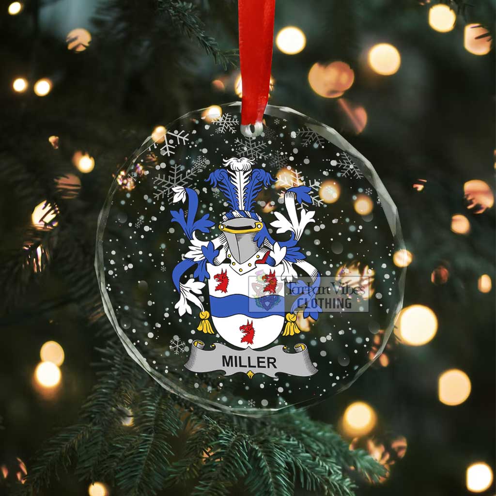 Miller Irish Clan Christmas Glass Ornament with Coat of Arms - 2D-tartanvibesclothing