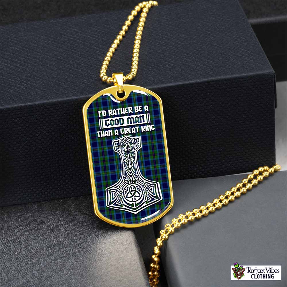 Miller Tartan Dog Tag Necklace Viking Mjolnir Style Gold No - Tartan Vibes Clothing