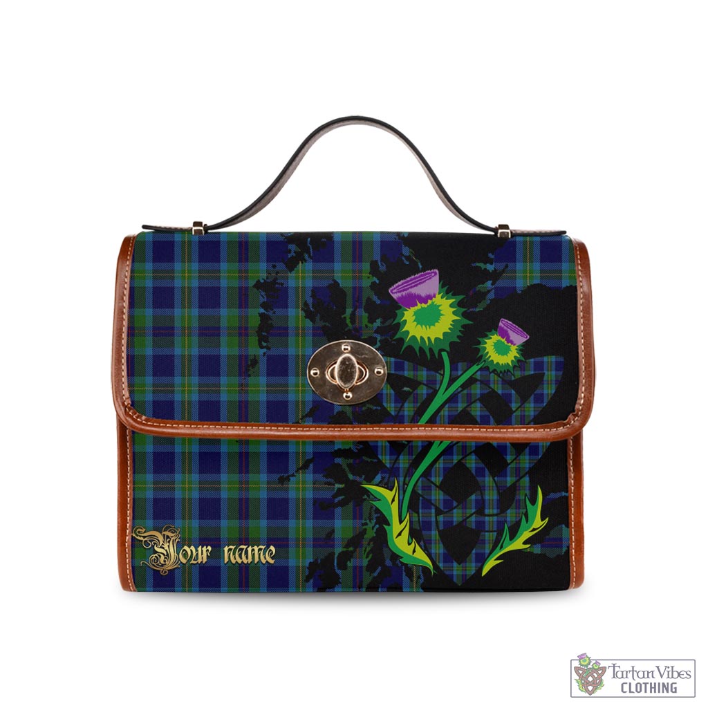 Tartan Vibes Clothing Miller Tartan Waterproof Canvas Bag with Scotland Map and Thistle Celtic Accents