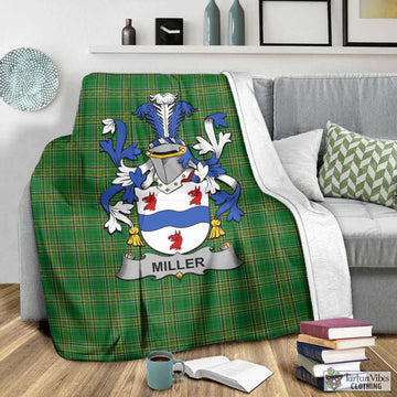 Tartan Vibes Clothing Miller Irish Clan Tartan Blanket with Coat of Arms
