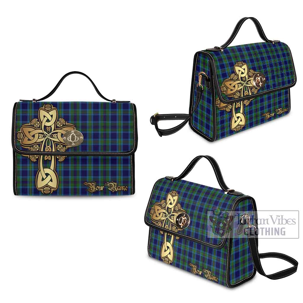Tartan Vibes Clothing Miller Tartan Waterproof Canvas Bag Golden Thistle Celtic Cross Style