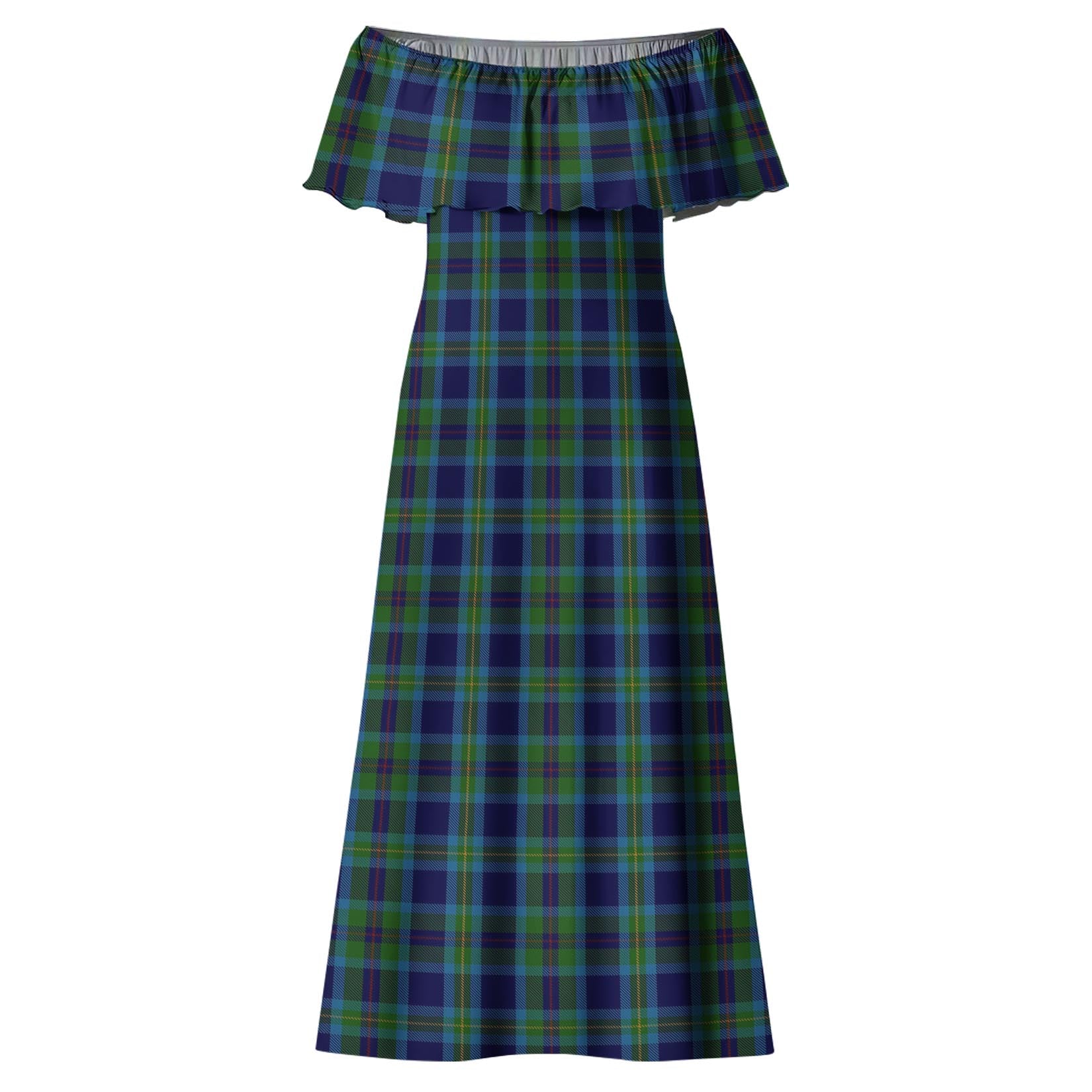 Miller Tartan Off Shoulder Long Dress - Tartan Vibes Clothing
