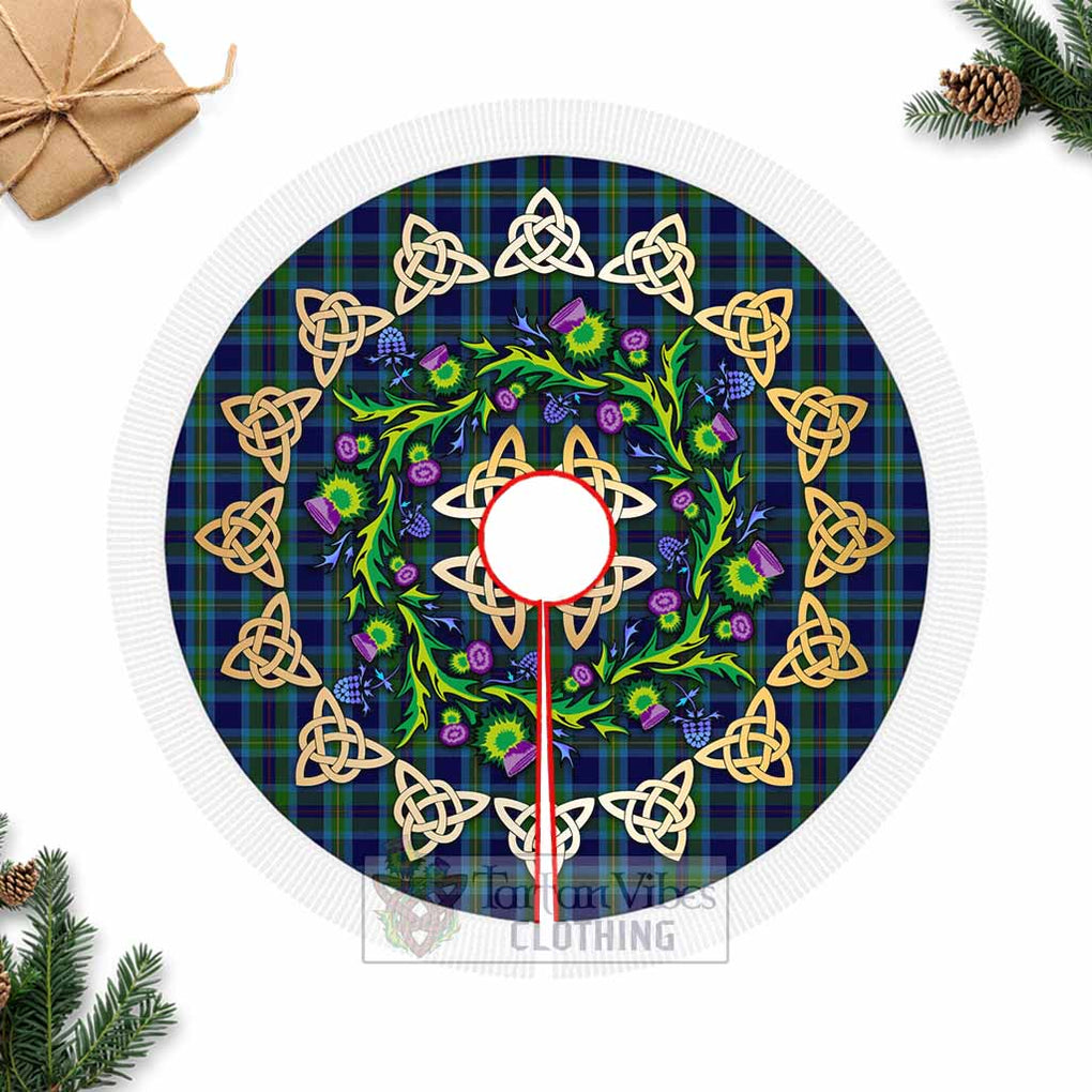 Tartan Vibes Clothing Miller Tartan Christmas Tree Skirt with Thistle Celtic Knot Style