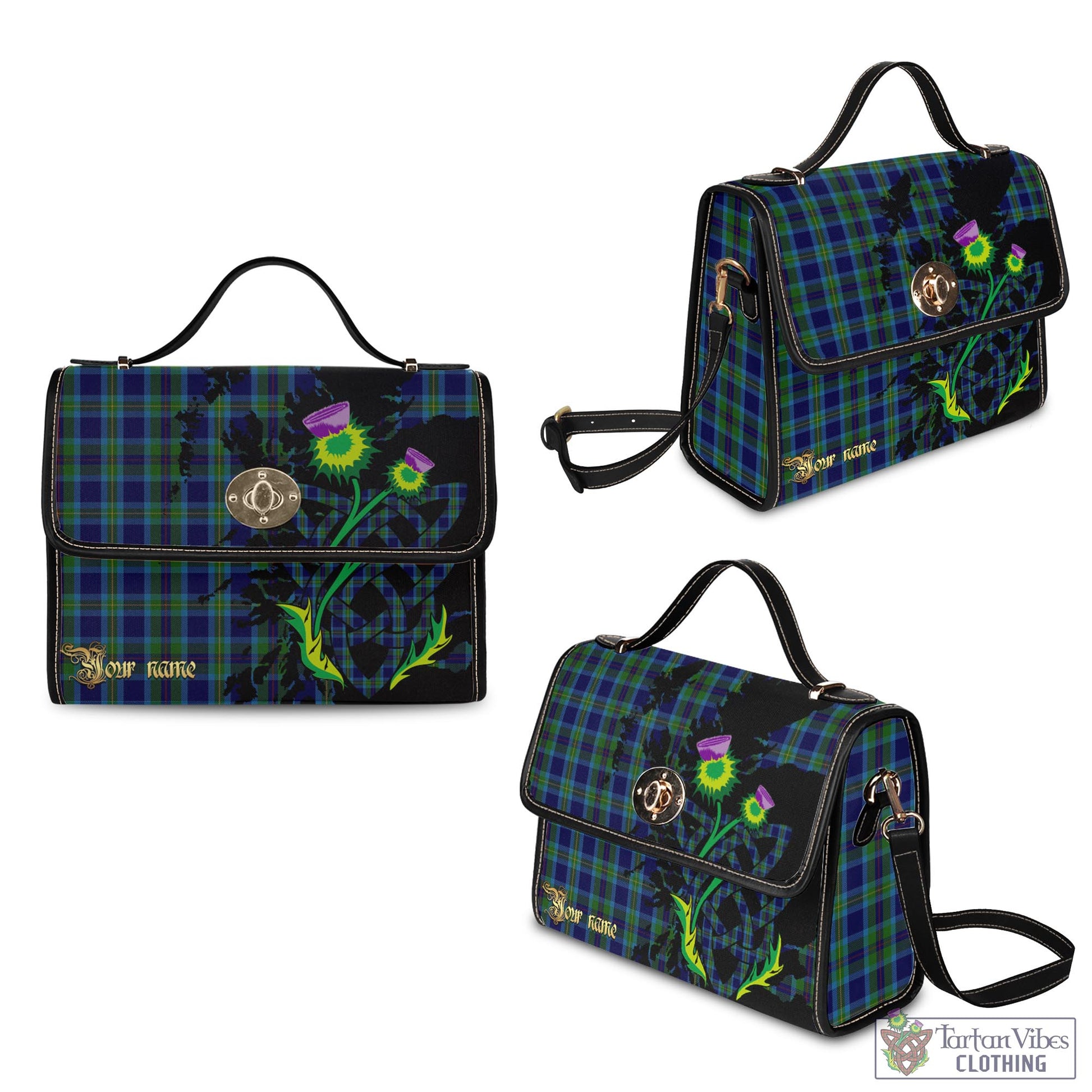 Tartan Vibes Clothing Miller Tartan Waterproof Canvas Bag with Scotland Map and Thistle Celtic Accents
