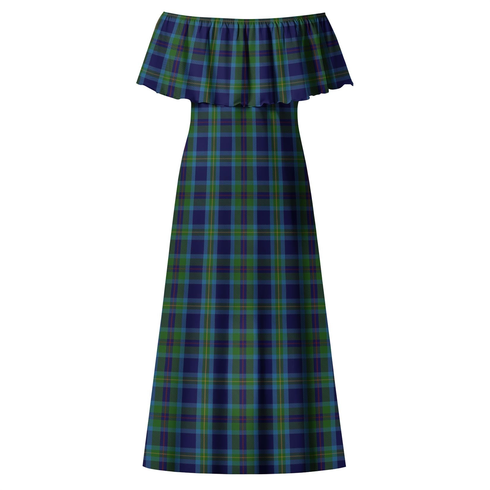 Miller Tartan Off Shoulder Long Dress - Tartan Vibes Clothing