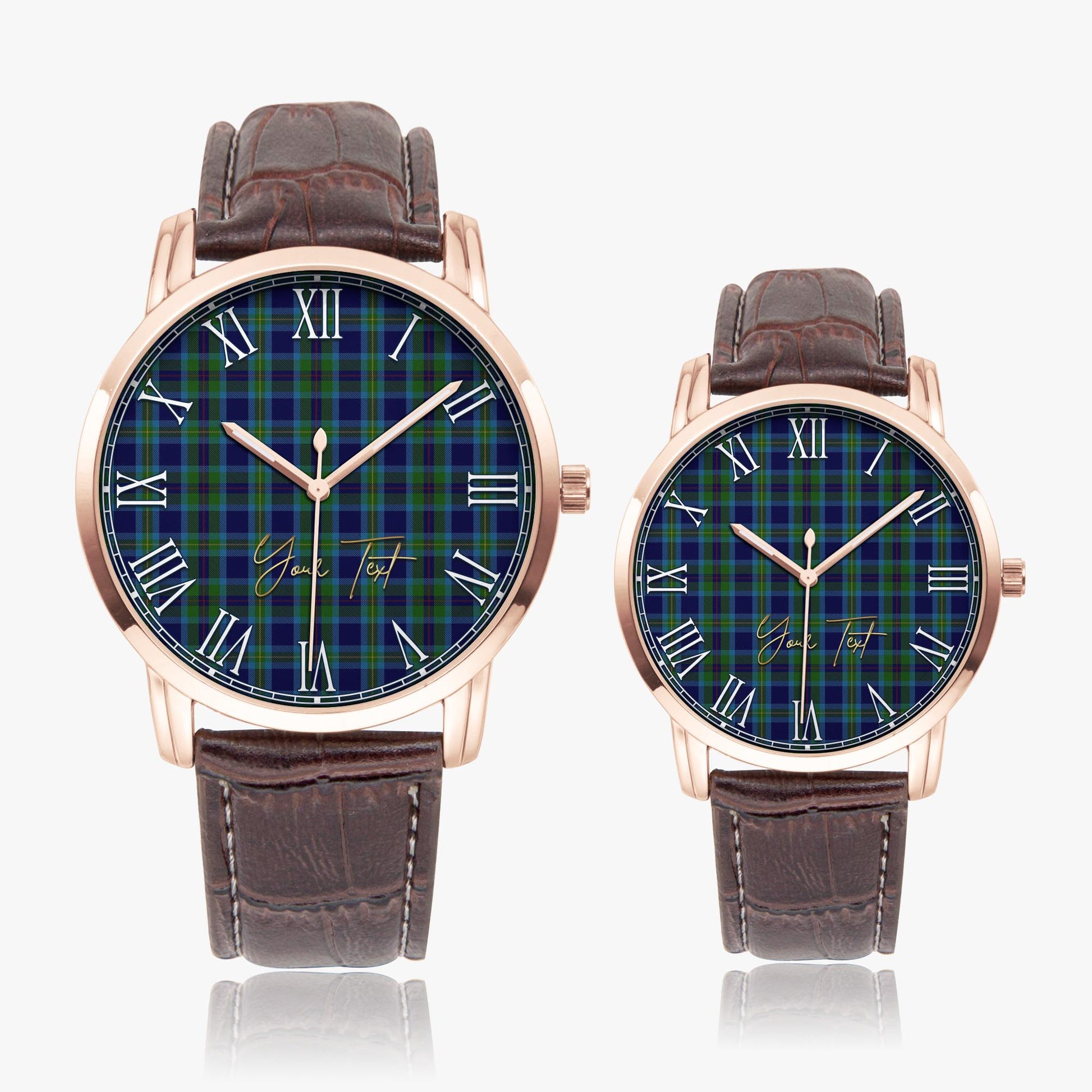 Miller Tartan Personalized Your Text Leather Trap Quartz Watch - Tartan Vibes Clothing