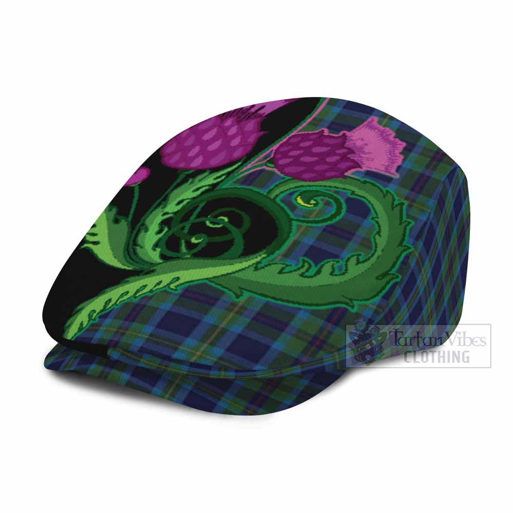 Miller Tartan Flat Cap, Jeff Cap Traditional Scottish Thistle